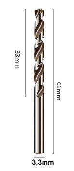 HSS Co5 - twist drill 3,3 mm for thread M4 - price for 1 piece