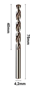 HSS Co5 - twist drill 4,2 mm for thread M5 - price for 1 piece