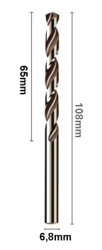 HSS Co5 -Spiralbohrer 6,8 mm für Gewinde M8 - Preis für 1 Stück