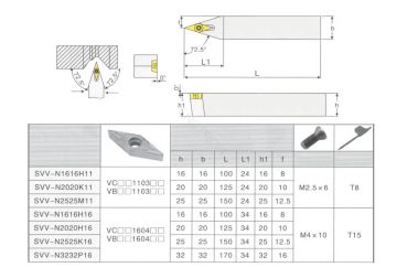 Rotary steel - SVVBN1616 H16 - Clamping holder 16 x 16 mm Right - insert plate holder