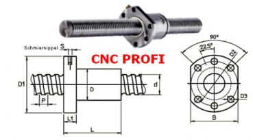 CNC Präzision Kugelumlaufspindel fi 32 mm Steigung 5 mm Preis für 1 m