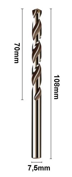 HSS Co5 - twist drill 7,5 mm made of cobalt alloy