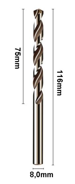 HSS Co5 - twist drill 8 mm made of cobalt alloy